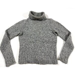 Ann Taylor XS 100% Cashmere Gray Classic Ribbed Turtleneck Sweater Soft Luxe Kni